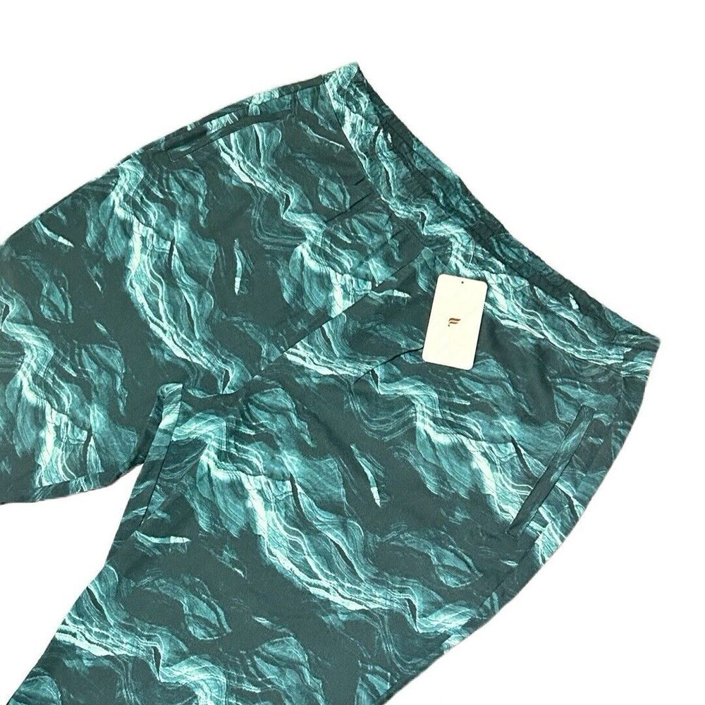 Fabletics Cloe Slim Athletic Sweatpants Green Crystal Waters Print Size‎ 4X NWT